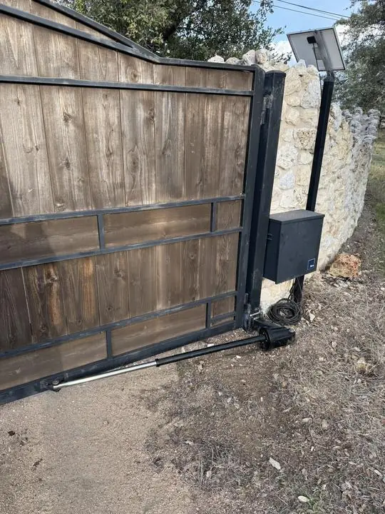 Wood and steel swing gate with automatic opener