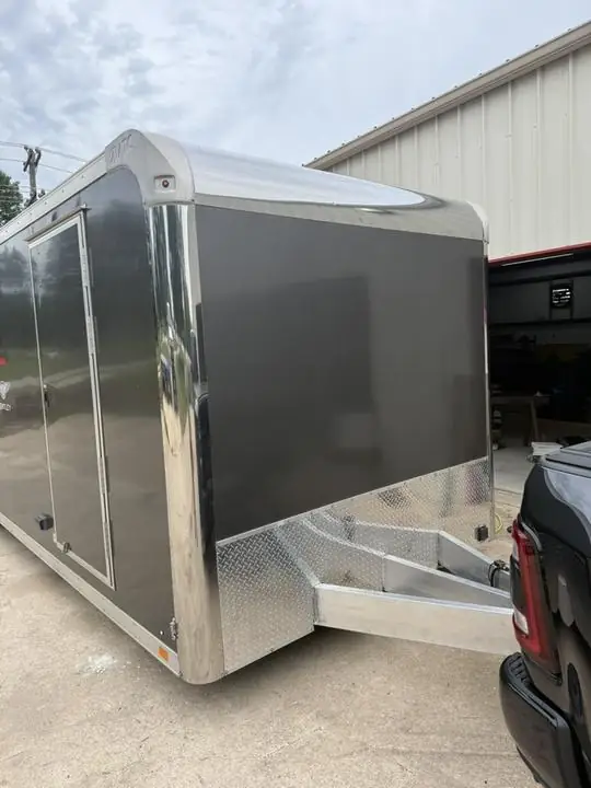 Enclosed car trailer after aluminum repair