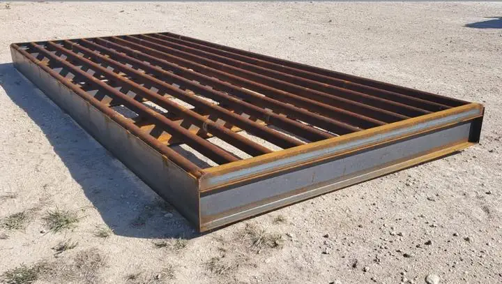 Shop-built steel product on an I-beam frame, ready to haul